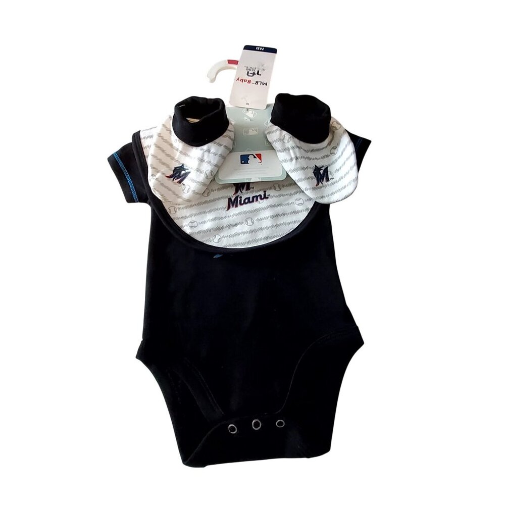 MLB Miami Marlins Baby Bodysuit & Socks Set Newborn NB Snap closures